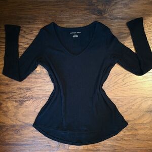 American Eagle Outfitters Black Loose Off Shoulder Sweater